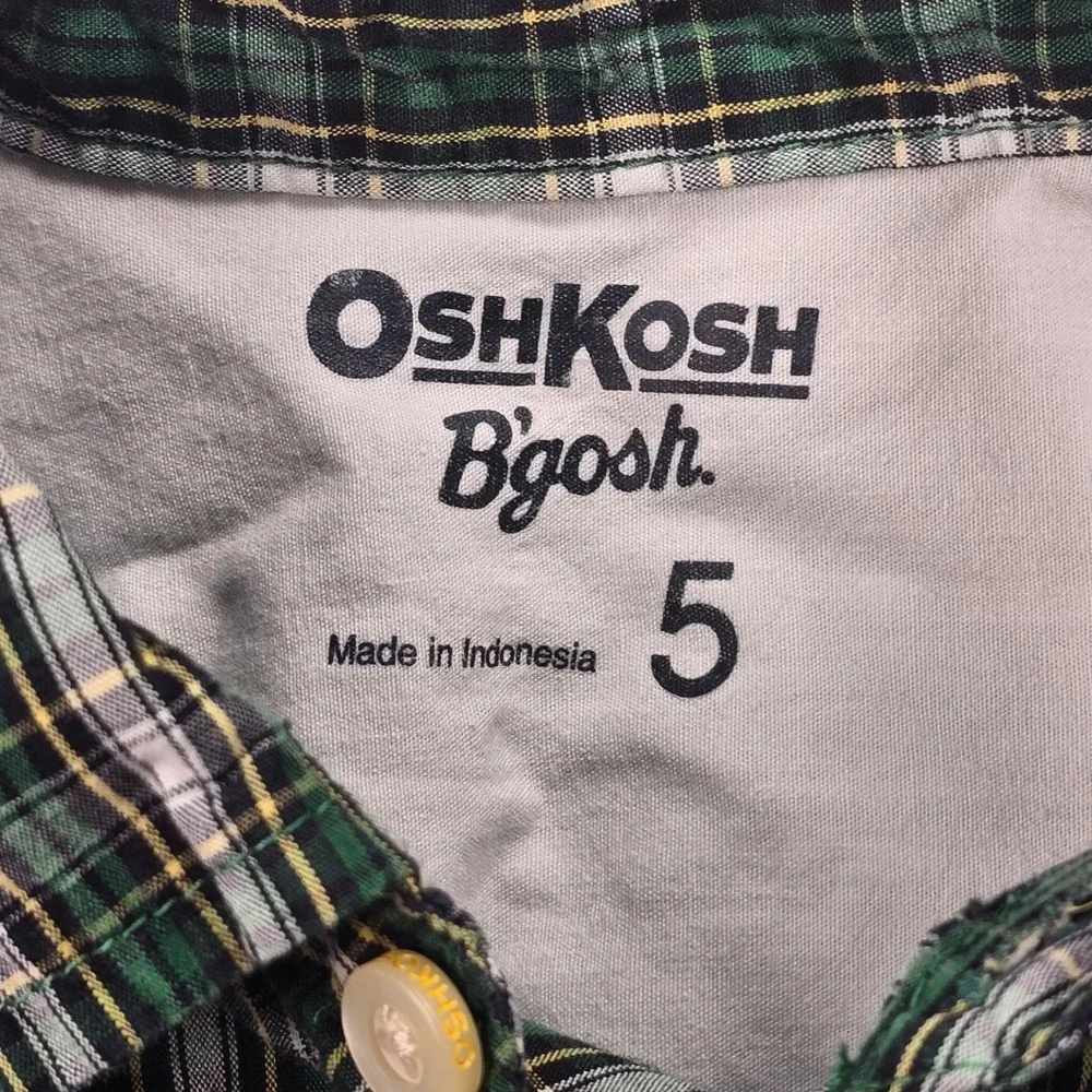 Boys OshKosh Plaid Shirt and Levis 514 Straight Jeans Set Green Blue Size 4T‎